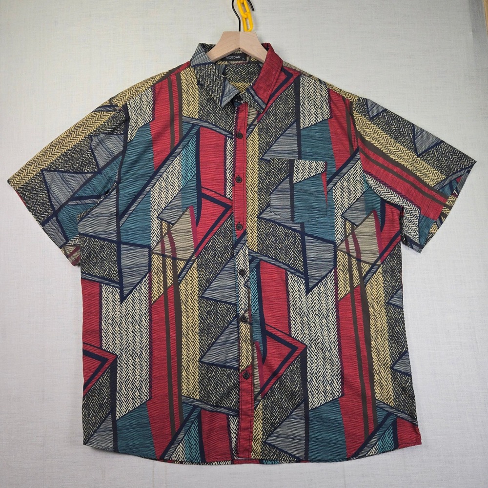 MCedar Abstract Geometric Shirt XL‎ Men Multicolor Pocket Retro Hipster Festival